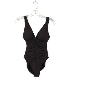 Miraclesuit Swimsuit Women’s 10 Brown One Piece Ruched Tummy Control Shapewear